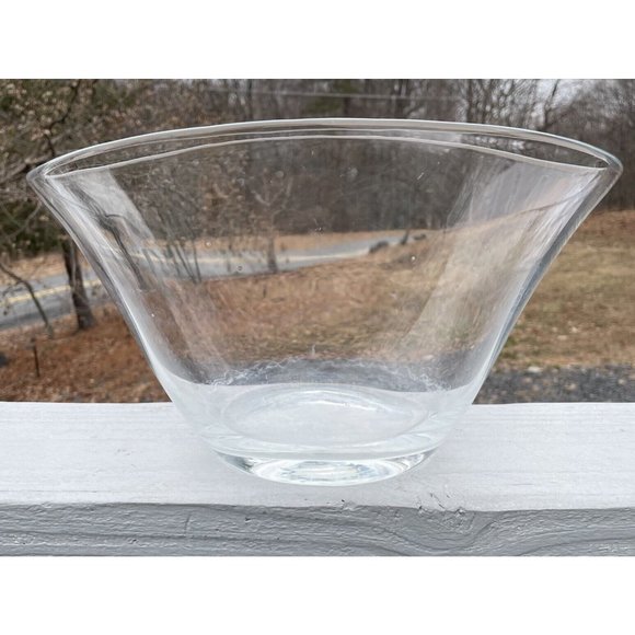 LARGE MCM Vintage Glass 12.25" Centerpiece Bowl Modern Clear Decor Design - Picture 4 of 16